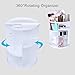 EMOCCI Makeup Organizer 360 Rotating Cosmetics Storage Box DIY Adjustable Large Capacity Make Up Display Case Vanity Countertop Holder for Creams Jewelry Lipsticks Brushes Bathroom Accessories (White)