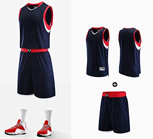 Personalized Basketball Jersey Sportswear Team Uniforms 2 Piece Set. Front & Back Name/Number. V Neck. (deep Blue) - Thumbnail 2