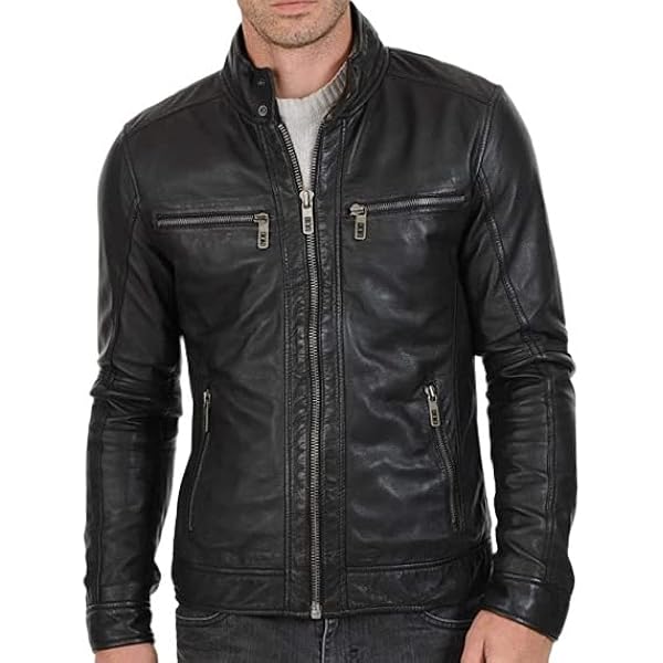 Kingdom Leather New Men Motorcycle Black Cowhide Cow Leather