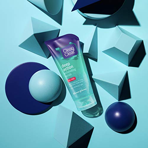 Clean & Clear OilFree Deep Action Exfoliating Facial Scrub, Cooling Daily Face Wash With