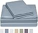 Amazon Brand – Pinzon 400 Thread Count Egyptian Cotton Sateen Hemstitch Sheet Set - Queen, Dusty Blue