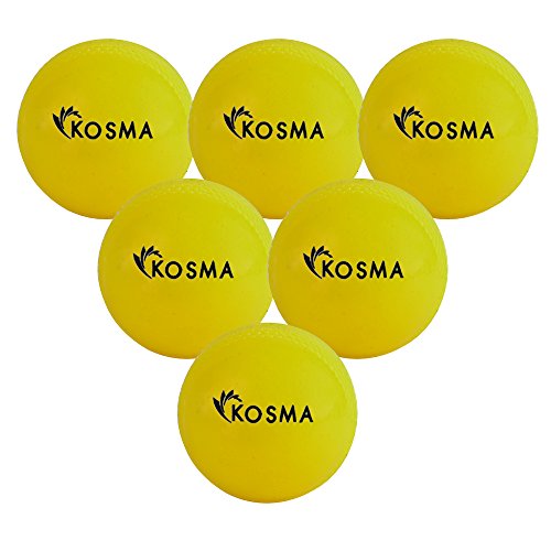 Kosma Set of 6 Wind Ball Cricket Ball | Soft Training Balls | Sports & Outdoors (Yellow)