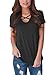 HOTAPEI Women Summer Casual Floral Print Short Sleeve Criss Cross Shirts Blouse Tops Pink Large