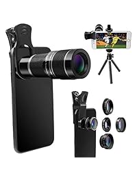 Kit de lentes de teléfono móvil con trípode + obturador remoto, 6 en 1, lente de cámara de teléfono móvil, kit de 18 lentes de telefhoto + gran angular y lente macro + ojo de pez + 2 lentes + CPL, para la mayoría de smartphones