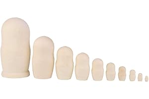KISANGEL 10Pcs DIY Wooden Russian Nesting Dolls - Unfinished Matryoshka Dolls for Crafting Perfect for Kids and Holiday Decorations