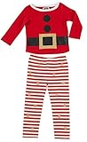 Mud Pie Little Girls' Glitter Santa Pajamas 2-Piece Set