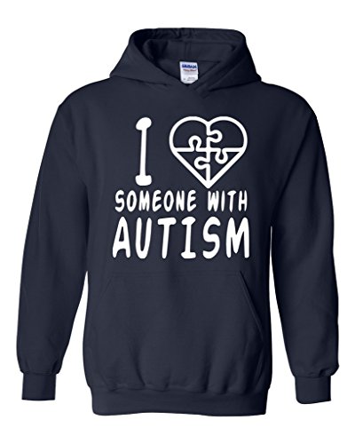 Artix I Love Someone With Autism Puzzle Heart Unisex Hoodie Sweatshirt Small Navy Blue
