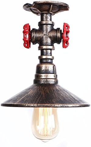 CHLIGHT Vintage Water Pipe Ceiling Lights/Industrial Retro Umbrella Shaped lampshade Pendant Lights/Cafe bar Aisle Corridor Garage Hallway loft Basement Hotel Stair Iron Valve Hanging Lights,A [Energy Class A++]