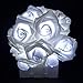 NYKKOLA 20 LED Battery Operated String Flower Rose Fairy Light Wedding Room Garden Christmass Decor (White)