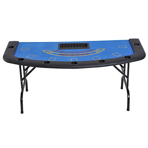 Soozier 72" Folded 7 Player Poker Blackjack Table with Chip&Cup Holder