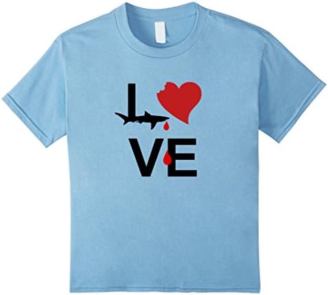 Kids Hungry Whale Love Shark Attack T shirt Ocean Geek Gift 8 Baby Blue