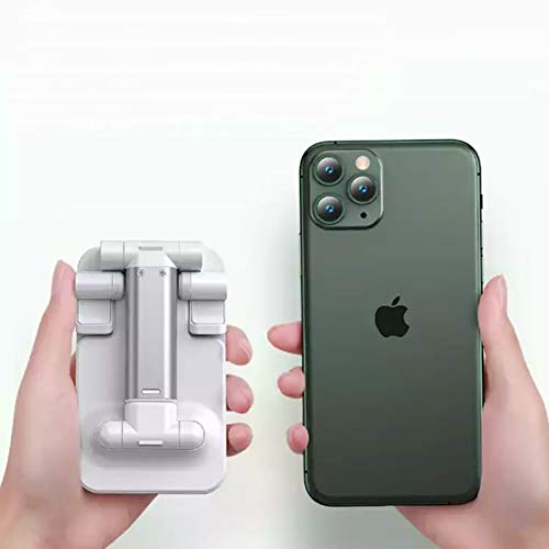 Foldable Cell Phone Stand, Height Telescopic and Angle Adjustable Desk Phone Holder Fits with Android Smartphones, iPhones, iPad, Kindle, and More Device with Screen up to 11 inch (Pearl White)