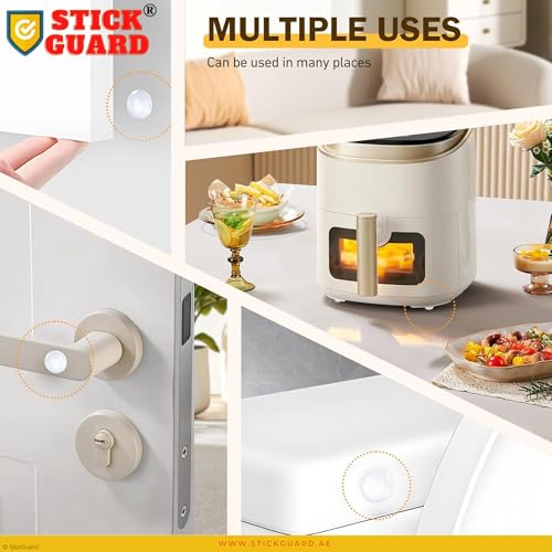 StickGuard Clear Self-Adhesive Cabinet Door Bumpers (Pack of 90) – Noise Dampening, Scratch-Resistant Silicone Pads for Drawers, Doors, Furniture, and More – Invisible Protective Cushion