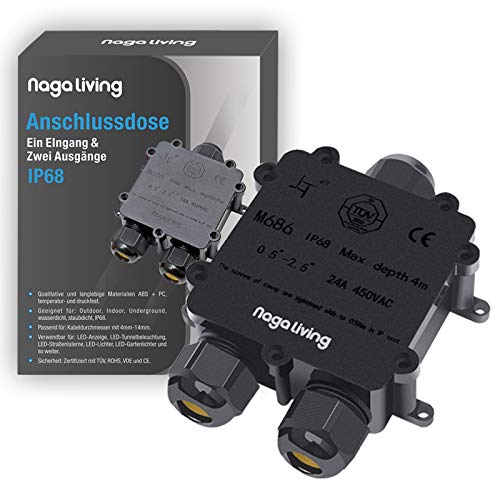 Abzweigdose IP68 Wasserdicht Kabelverbinder Verbindungsdose für Kabeldurchmesser Ø4mm-14mm