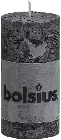 RUSTIC 103868080331 Pillar Candle, Paraffin Wax, Anthracite by Rustic