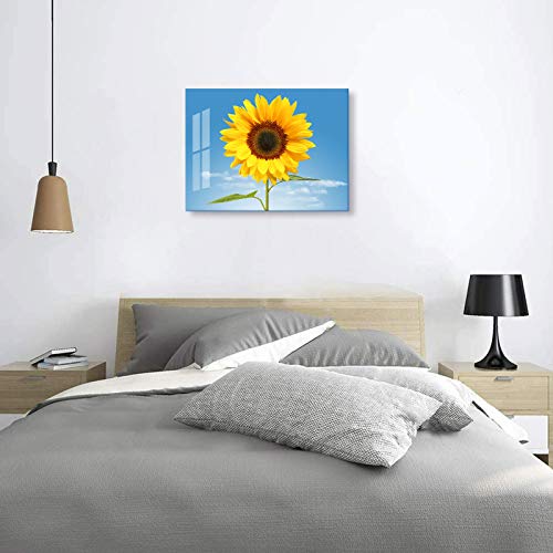 Sunflower Decor for Bedroom Wall Decoration 12x16inch with Frame Sunflowers Canvas Wall Art for Bathroom Decor Blue Sky Wall Picture for Living Room Yellow Flower Kitchen Decor