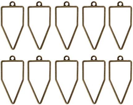 JunYe 10Pieces Frame Pendant Open Back Bezel Geometric Hollow Frame Resin Jewelry Making - 3 - Brown