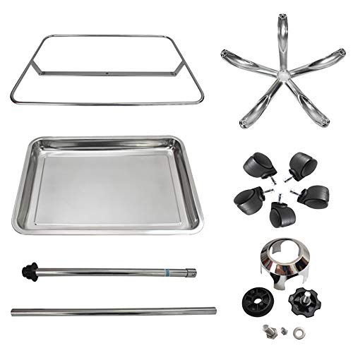 Konmee Mayo Instrument Stand with Mobile 5 Caster Base Mobile Medical Doctor Tattoo Spa Salon Service Instrument Procedure Trays with Lift Out Work Tray - Thumbnail 3