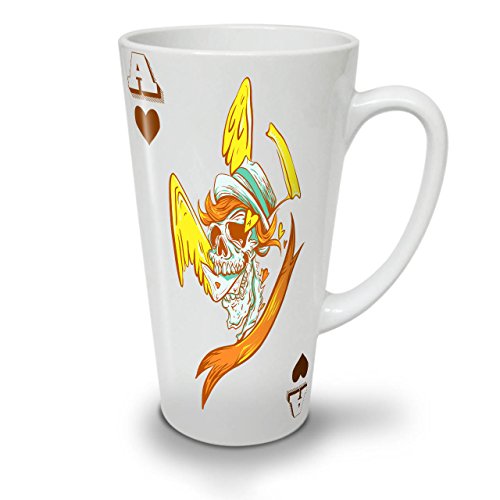 Ace Skull Angel Horror White Ceramic Latte Mug 17 oz | Wellcoda