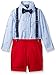 Izod boys 4-Piece Creeper, Bow Tie, Suspenders, and Shorts Set, Red, 24 Months
