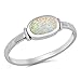 White Simulated Opal Oval Cute Ring New .925 Sterling Silver Band Size 9