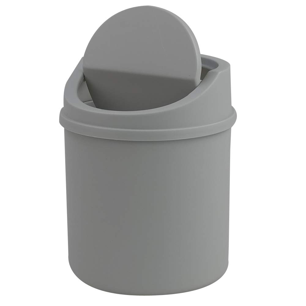 Kiddream 2 Liter Mini Plastic Desktop Dustbin with Swing Lid (Grey)