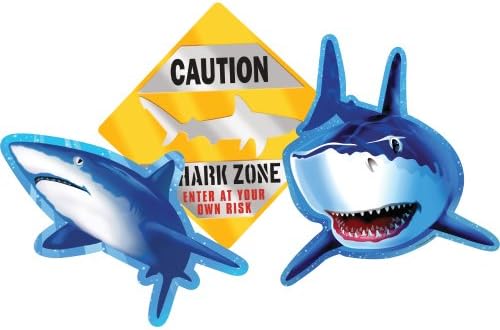 Creative Converting 990887 Shark Splash 3 Count Cutout Party Decorations