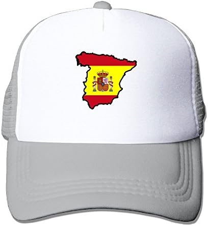PJ090KA Custom Fashion Adult Flag Of Spain Trucker Visor Cap Ash