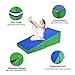 GYMAX Gymnastics Mat, Folding Incline Cheese Wedge Mat with Waterproof Detachable Leather & Carry Handle, Easy to Clean 48‘’ x 24’’ Tumbling Mat for Exercise, Yoga, Kids Home Gym Fitness (Blue+Green)