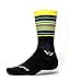 Swiftwick - Aspire Seven, Crew Socks for Cycling, Stripe Black/Yellow/Blue, Medium