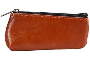 DEWIN Leather Tobacco Pouch Bag - Portable Zippered PU Case Holder for Preserving Tobacco & Smoking Pipe, 4.3 x 2.0 Inch