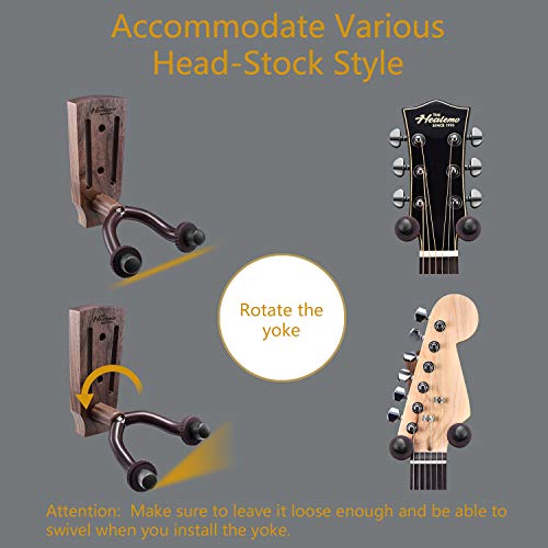 Guitar Wall Mount, Black Walnut Guitar Wall Hanger, Guitar Hook Stand Accessories for Acoustic Electric Bass Ukulele Guitar Holder (3 Pack)