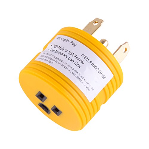 Leisure Cords Adapter 3 prong 30 amp Male to 15 amp Female RV Camper Generator Plug Outdoor Electrical Power Converter (30A Male - 15A Female) - Thumbnail 4