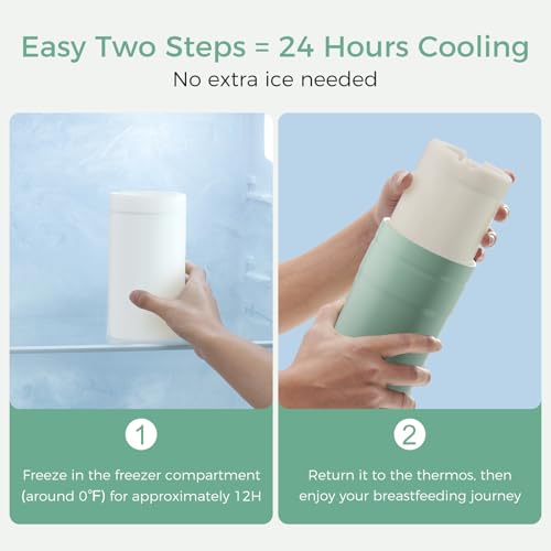 Momcozy Portable Breast Milk Cooler for Travel, 24H Ice-Free Cooling Breastmilk Storage Bottles Container, 12oz Leak Proof Outdoor Small Freezer, Baby Breastfeeding Essential for New Moms