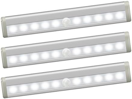Closet Light, Motion Sensor Cabinet Light with Magnetic Strip Stick on Anywhere Cordless LED Night Lights for Wardrobe Stairs Hallway Bedroom (Battery Operated - Pack of 3)