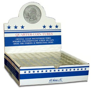 Harris Coin Tubes - 25c Quarters - Box /100 Coin Tubes - 8ANC1281
