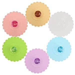 MINGZE 6 Stuks Siliconen Kopdeksels, Creatieve Diamant Herbruikbaar Anti-stof Lekvrij Bekerhoes Glazen Beker Cover…