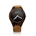 Oct17 Men's Walnut Wood Fashion Bamboo Wooden Watch Quartz Genuine Leather Japanese Analog Quartz Movement Casual Brown Wristwatches