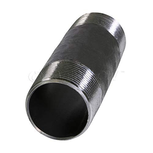Everflow NPBL3460-10, Steel Nipple Pipe, Build Vintage DIY Furniture With Pre Cut Industrial Iron Pipe, Threaded Three Quarter Malleable Cast Iron Pipe 3/4 in x 6 in Black (Pack Of 10)