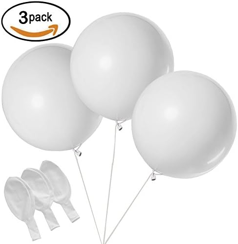 Round Balloons 36" Party Decoration (White) - 3 Pack - By Retail Parity