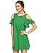 Milumia Women's Summer Cold Shoulder Ruffle Sleeves Shift Dress Green M