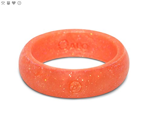 Qalo Women's Pearlescent Silicone Ring, Coral, Size 6