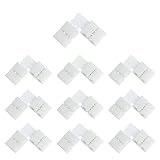 LightingWill 10pcs Pack L Shape Solderless Snap Down 2 Pin LED Strip Connector for Right Angle Corner or 90 Angle Turning Connection of 10mm Wide 5050 5630 Single Color Flex LED Strips