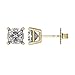 14K Gold Posts & Sterling Silver Princess Cut CZ Stud Earrings w/Pure Brilliance Zirconia, 1.50-4.00ctw