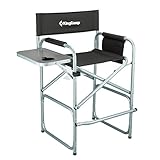 KingCamp Tall Director Chair Bar Height Steel Frame Collapsible with Side Table Cup Holder Side Storage Bag Footrest, Folding Portable, Supports 300 lbs