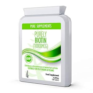 Biotin Vitamin B7 10,000 mcg Hair Growth Vitamins for Men & Women – 120 Tablets UK Made