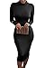 ALAIX Women Sexy Turtleneck Long Sleeve Stretchy Bodycon Tight Pencil Midi Dress