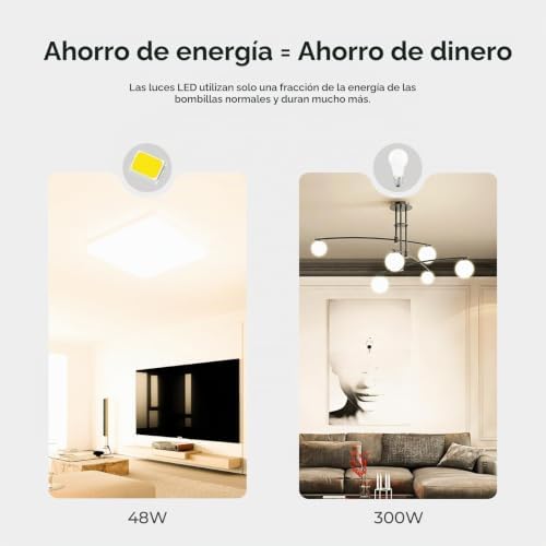 Luz de teto LED 48 W: Candeeiro de teto LED moderno 3000 K 3000 cm, luz de teto LED 4800 lm para quarto, casa de banho, cozinha, sala de estar, varanda, quadrado, branco