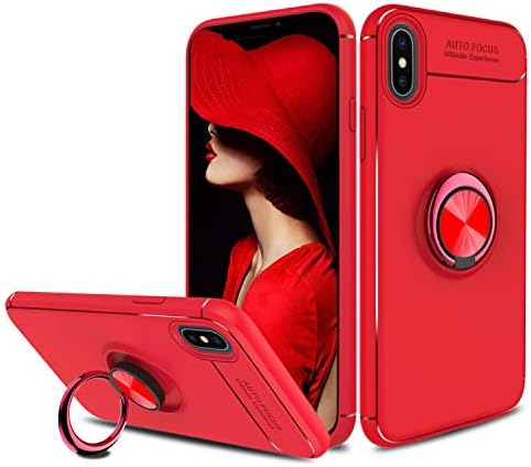 Zenic Compatible iPhone Xs Max Case, Zenic Slim Hybrid Defender Armor 360 Degree Rotating Ring Kickstand Protective Case with Magnetic Case Cover Compatible with iPhone Xs Max 6.5 inch(Red)
