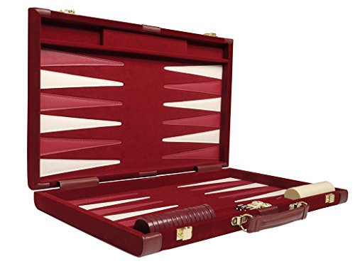15" Deluxe Backgammon Set - Attache Case - Medium Size Maroon Board
